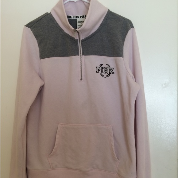 PINK Victoria's Secret Tops - VS PINK pink and grey quarter zip
